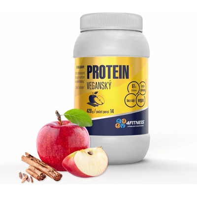 4fitness.cz Veganský protein s jablkem a skořicí 420 g