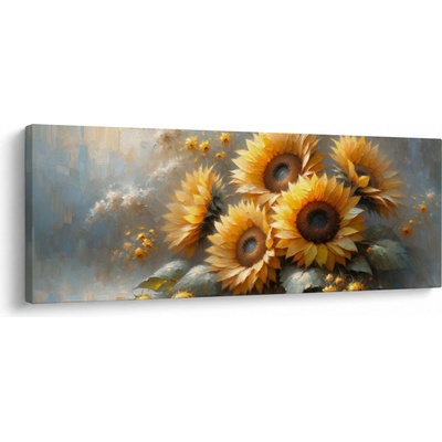 Obraz - Malba slunečnic, jednodílný 100x40 cm