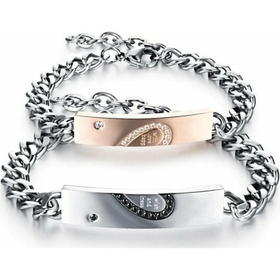 Titan Jewerly náramky pro dva z chirurgické oceli Heart Couple stříbrný GS793