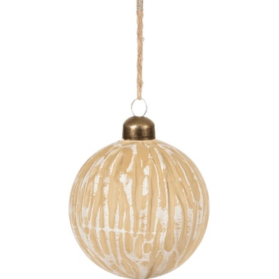 Textilomanie Sklenená vianočná ozdoba ANTIC WOOD 8 cm, béžová