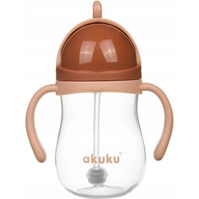 AKUKU Dětská láhev s brčkem a závažím 280 ml béžová