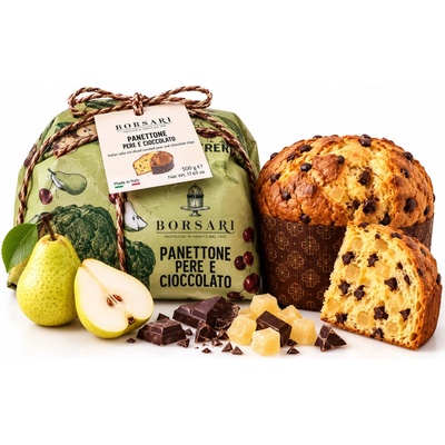 Borsari panettone vánoční bábovka s hruškou a čokoládou 500 g