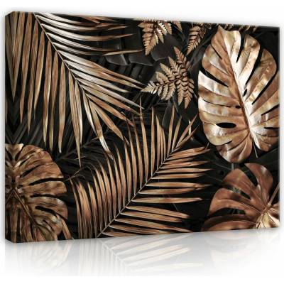 Consalnet Obraz na plátně: Nature Leaves Black and Gold Glamour - 80x60 cm