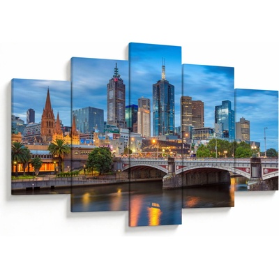 Obraz města Melbourne, pětidílný 150x105 cm