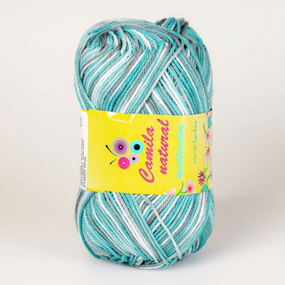 Pletací / háčkovací příze Storex CAMILA NATURAL MULTICOLOR 9186 tyrkysovo-šedá, melírovaná, 50g/125m