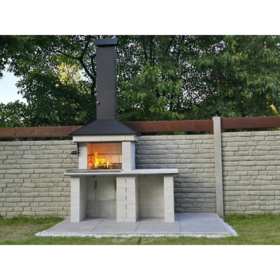 Zahradní krby Jiří Věříš Víceúčelový zahradní krb KOMBI Vlevo 150 cm Bílá – Hledejceny.cz