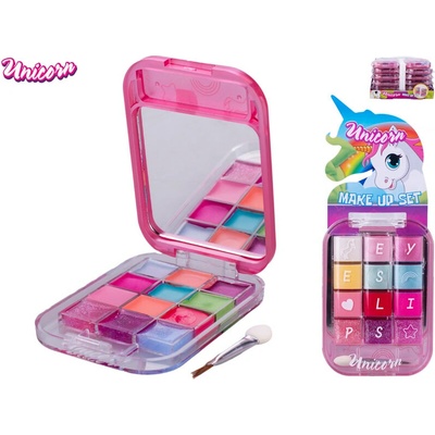 Unicorn make-up paletka se zrcátkem s lesky na rty 6ks a oč. stíny, 2barvy, 6ks na kartě
