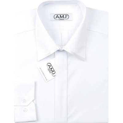 AMJ pánská košile dlouhý rukáv slim fit JDSA018SAT bílá