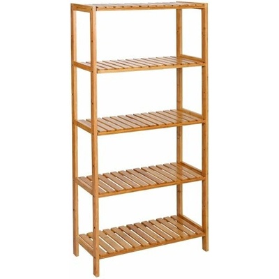 Songmics bambusový policový regál 5 nastavitelných polic 130 x 60 x 26 cm přírodní SG106958