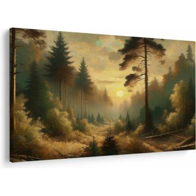 Obraz - Slnko žiariace lesom, jednodielne 120x80 cm
