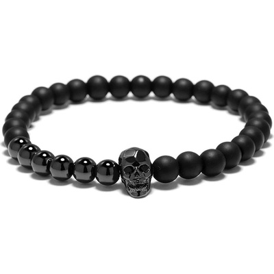 Daniel Dawson pánský korálkový Royal Skull 3 achát lebka NR2002-20 černá