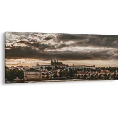 Obraz - zamračená Praha, jednodílný 120x50 cm