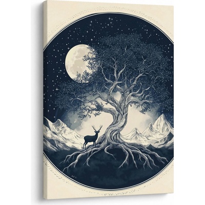Obraz - Magický strom s jelenem I., jednodílný 50x70 cm