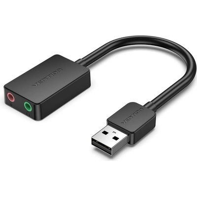 Vention USB-A 2.0/M – 23,5 mm/F (externý, čierny), 0,15 m, zvuková karta