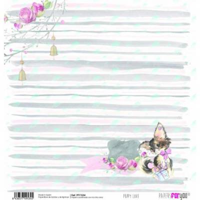 Scrapbookový papír ŠTĚNĚCÍ LÁSKA - Scrap paper PUPPY LOVE