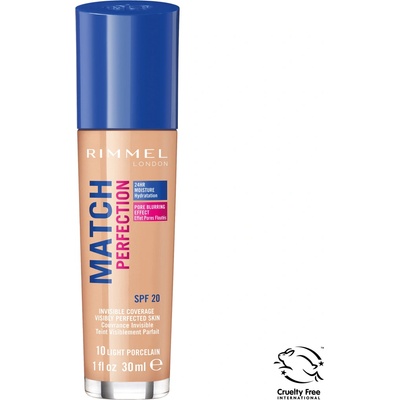 Rimmel London Match Perfection Foundation SPF20 make-up 10 Light Porcelain 30 ml