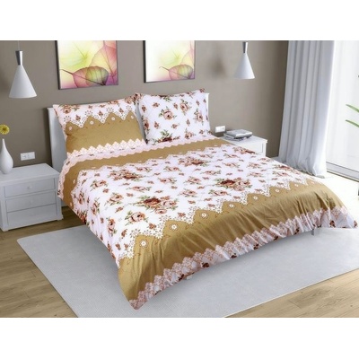 Bellatex obliečky bavlna hnedé ruže 200x220 2x70x90