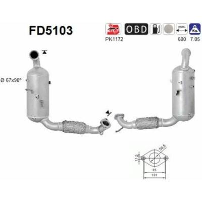 Filter sadzí pevných častíc výfukového systému AS FD5103