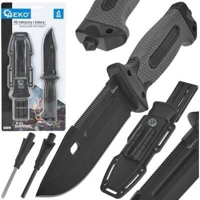 Geko Taktický nůž 275/135 mm s pouzdrem BLACK SURVIVAL SERIES