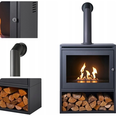 Oko Volně stojící bio krb 75 x 151,7 x 35 cm šedý