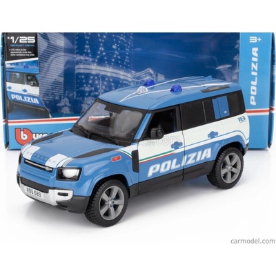 Bburago Land rover New Defender 110 Polizia 2020 Světle Modrá 1:25