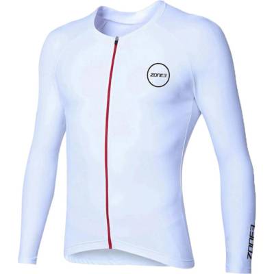 Pánský top Zone3 Lava Aero 3/4 Sleeve Warmth Top - WHITE/RED