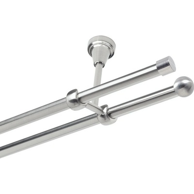 OK-GarnýžeCZ Garnýž kovová dvouřadá 19mm Pullo nerez 180 cm do stropu / na tunýlek - bez kroužků