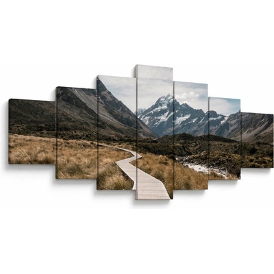 Obraz - Chodník v údolí hory Mt. Cook, sedmidílný 210x100 cm