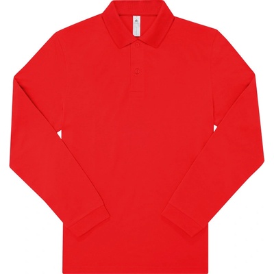 B&C My polo 180 LSL Piqué polo s dlouhým rukávem červená
