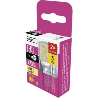 Emos LED žiarovka Classic JC 4W G9 teplá biela, 2 ks
