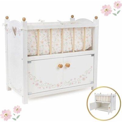 Five O Nine Crew Dřevěná postýlka se skříňkou pro panenky Petit Flora