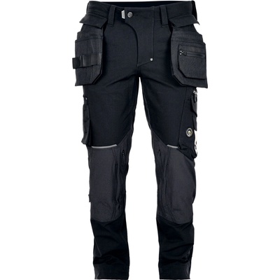 CXS kalhoty AKRON softshell černé s HV žluto/oranžovými doplňky