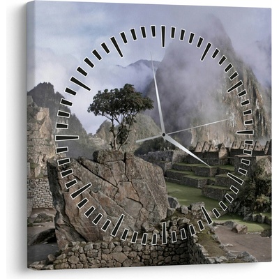 Obraz - Machu Picchu (s hodinami), jednodílný 30x30 cm s hodinami