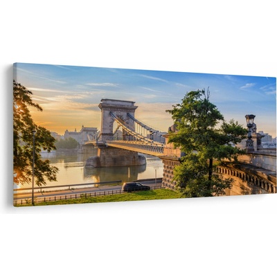 Obraz - Most cez rieku, Budapešť, Maďarsko, jednodielne 250x125 cm