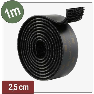 Quadrios 26CA808 pásek se suchým zipem, kulaté hlavičky, (d x š) 1 m x 25 mm, černá, 1 m