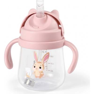 BabyOno Hrnček s ohybnou slamkou a závažím 270 ml Ružový