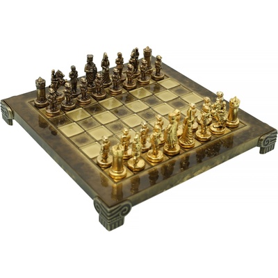 Manopoulos Ručně vyráběná sada šachových figurek Byzantský empír, zlatá a hnědá 20x20cm