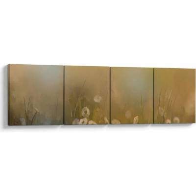 Obraz - Olejomaľba sedmokrások, štvordielne 160x40 cm