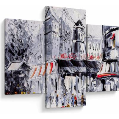 Obraz - Ulice v Paříži, olejomalba, třídílný 90x60 cm