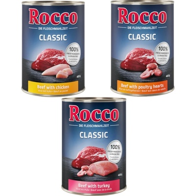 Rocco Classic Drůbeží mix hovězí/kuřecí hovězí/drůbeží srdíčka hovězí/krůtí 24 x 400 g