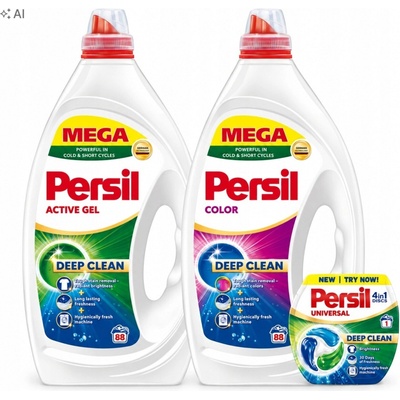 Persil Deep Clean gel na bílé a barevné prádlo mix 2 x 3,96 l 176 PD +