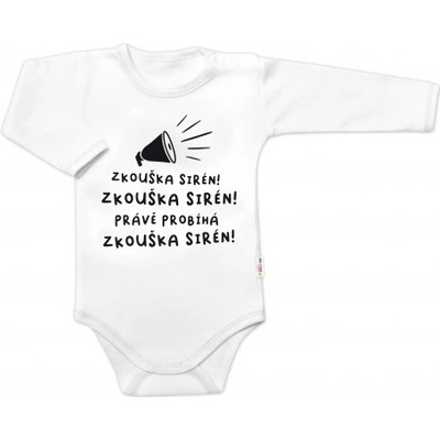 Baby Nellys Body dlouhý rukáv Zkouška sirén bílé