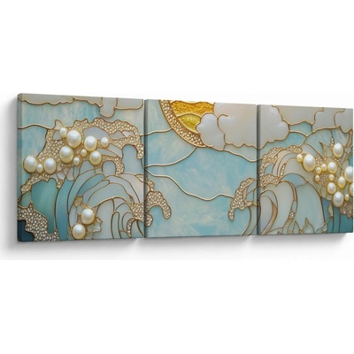 Obraz - 3D perly v oceáne, trojdielne 120x40 cm