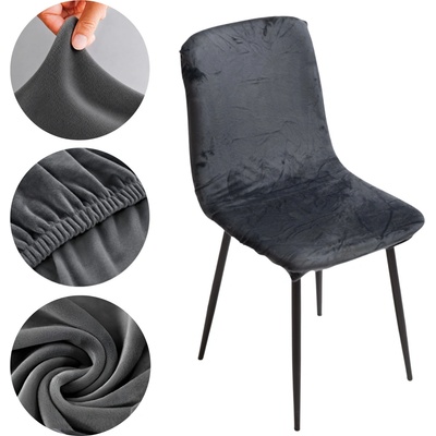 Potah na židli sametový elastický s gumičkou tmavě šedý | More&Deco