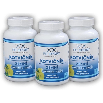 FitSport Nutrition Kotvičník zemní 90% + Vitamin B6 + Zinek 270 kapslí