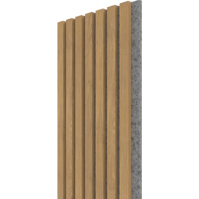 Wall Concept akustický panel Dub rustic, sivý filc + MDF, 2750 x 285 x 21 mm 0,78m²