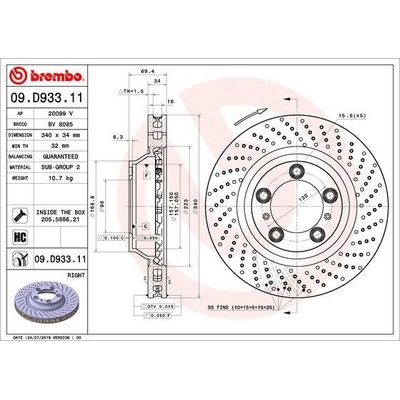 Brzdový kotúč BREMBO 09.D933.11
