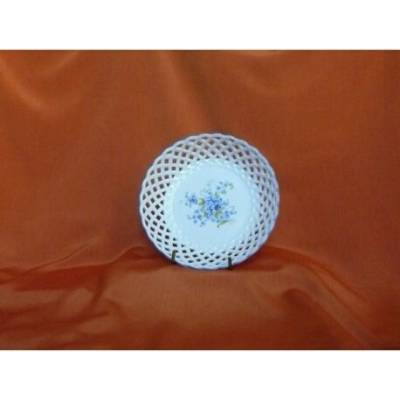 Český porcelán Dubí Kulatá miska prolamovaná U2402/Pomněnka 18 cm