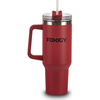Foxigy Termohrnek do auta s brčkem 1200 ml Burgundy