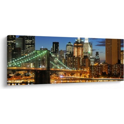 Obraz - Most s New Yorkem, jednodílný 145x58 cm